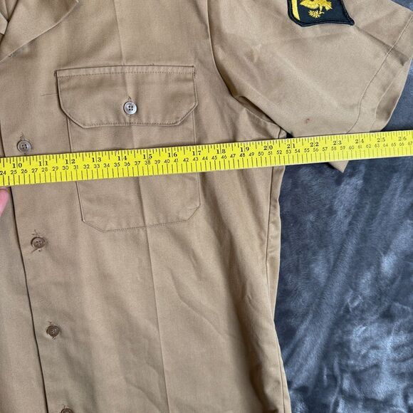 US Military Khaki Twill Button Up Short Sleeve Size Medium Tan - Picture 5 of 7